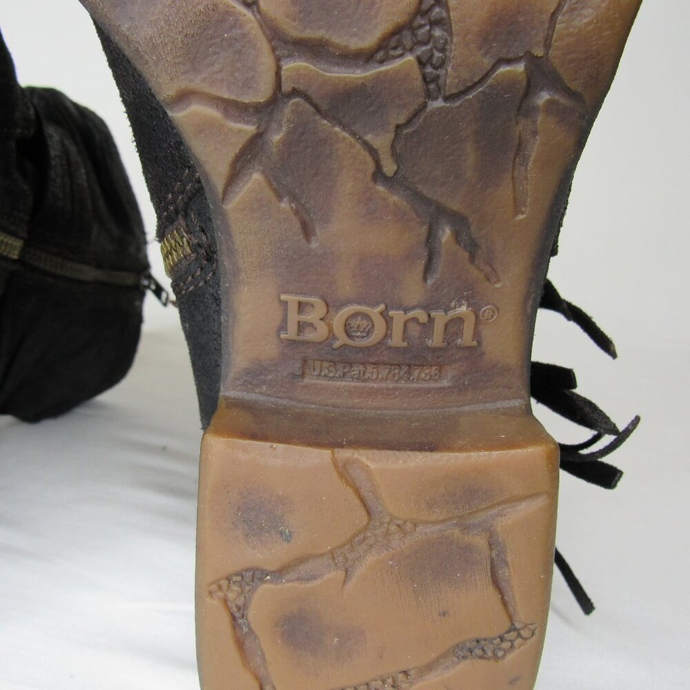 Born Black Oiled Leather Slouch Ankle Boots Women's 9.5 - Picture 9 of 10